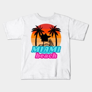 Vintage Miami beach Lifeguard Tower Kids T-Shirt